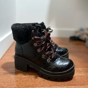 Black Leather Platform Boots